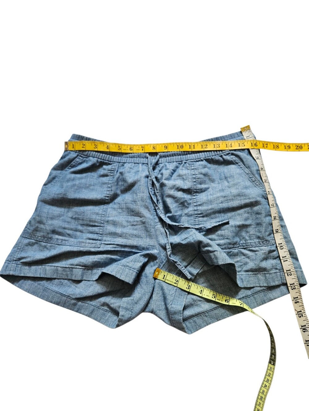 J. Crew Light Blue Chambray Women's Casual Drawstring Shorts M - Picture 9 of 12